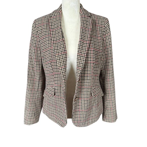 Charter Club long sleeve collared button down fully lined houndstooth blazer 4 - Picture 6 of 10